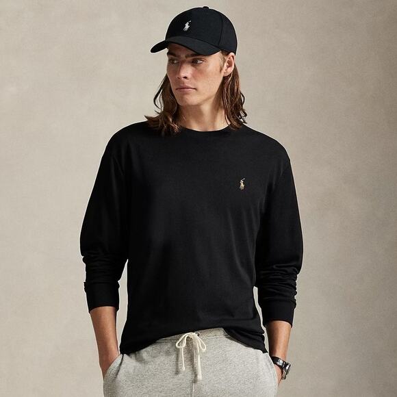 Polo Ralph Lauren Classic Fit Cotton Crewneck T-Shirt Long Sleeve EUC Black XXL - Picture 1 of 12